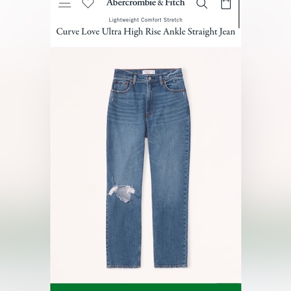 Abercrombie & Fitch Curve Love Ankle Straight Ultra High Rise jeans size 35 - Picture 1 of 9